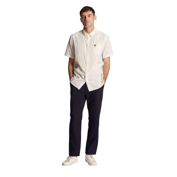 Lyle & Scott Mens Textured Short-Sleeved Shirt / White